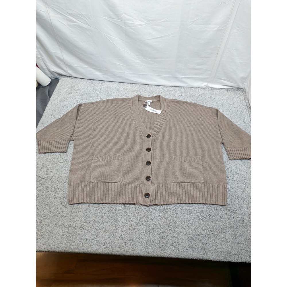 The Drop Women's Plus Size 4X Taupe Chunky Knit Button‎ Cardigan Sweater NWT